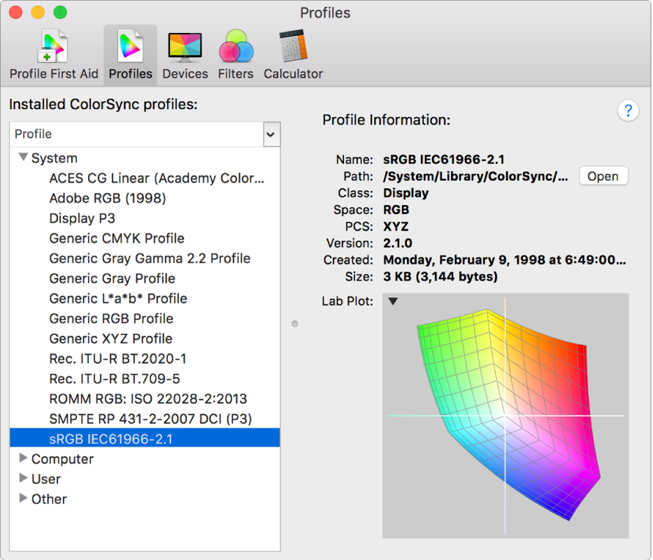 color profiles for mac